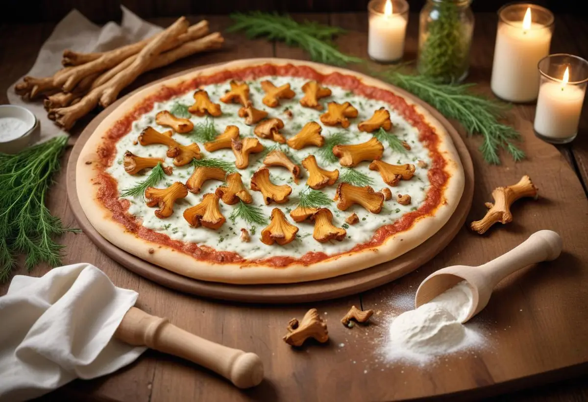 Pizza bianco med kantareller – en måltid att minnas! illustration